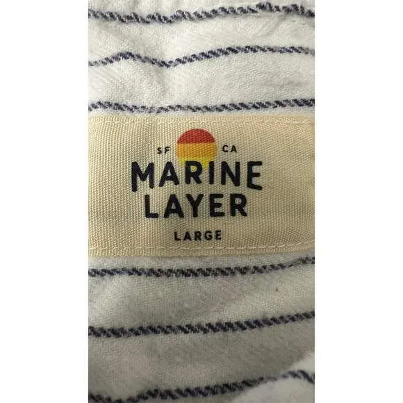 ⚓ Marine Layer Striped Button Down Shirt L Soft Coastal Minimalist Top - Picture 4 of 4